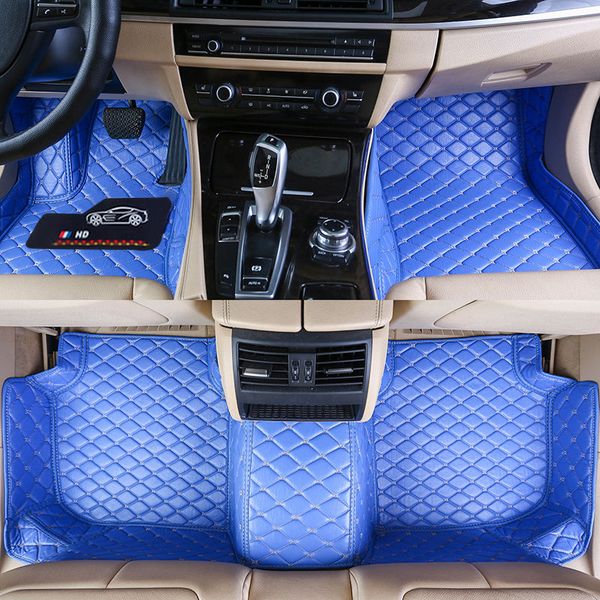 

custom fit car floor mats specific waterproof pu leather eco friendly material for vast of car model and make 3 pieces full set mats blue