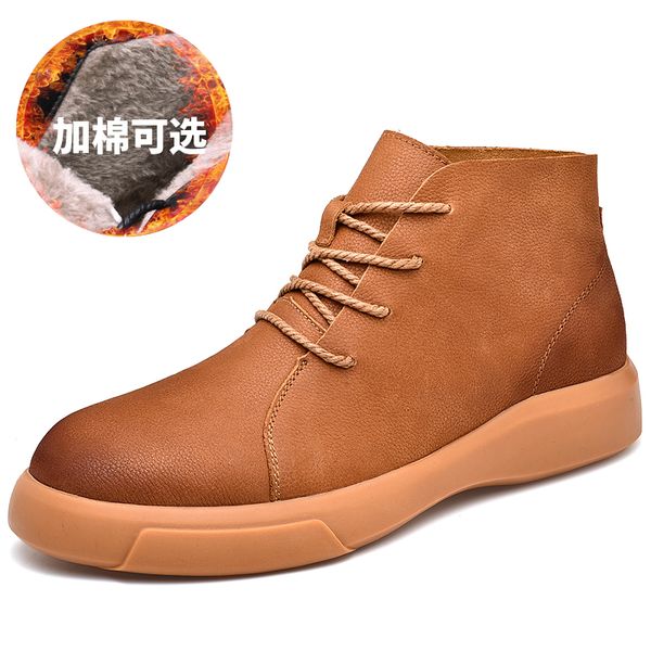 

boots men's fashion boots leather lace-up men's casual safety work lightness waterproof, Black