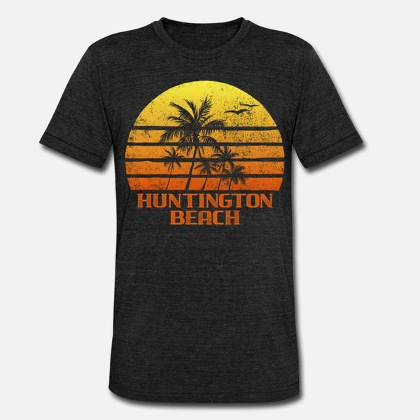 

vintage retro huntington beach sunset t shirt men print tee shirt o neck vintage fitness fashion summer cool shirt