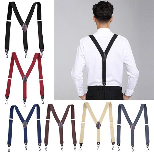 

men's casual simple hook buckle belt ropa hombre fashion suspenders stretchy wide elastic men women braces, Black;brown