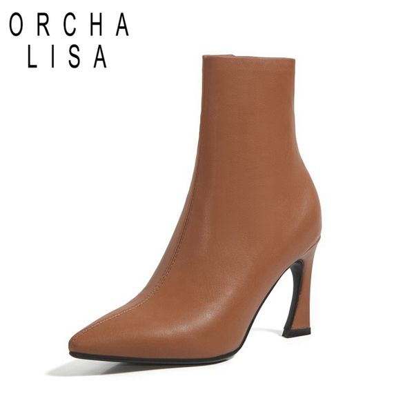 

orcha lisa autumn elegant mid-calf boots pointed toe thin heel zipper solid big size 34-39 black nude caramel work date c1979