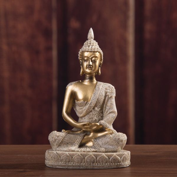 

home decor meditating sitting buddha statue crackle shrine sculpture resin small