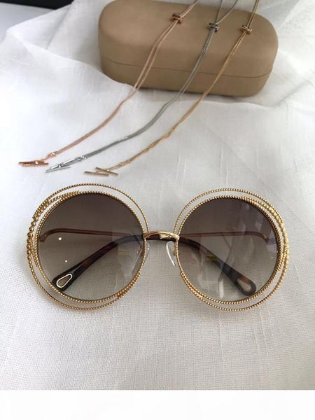 

fashion spiral pattern round retro frame new popular 114s designer sunglasses light color protection decorative 114 with chain, White;black