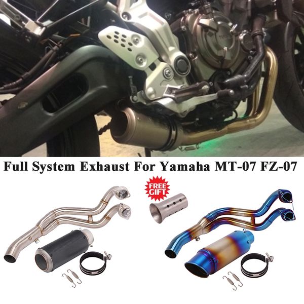 

motorcycle exhaust system full gp escape for mt-07 fz-07 mt07 modified carbon muffler db killer front link pipe