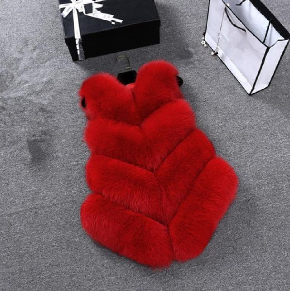 

lady fashion red faux fur waistcoat vest thick body warmer female sleeveless jacket, Black