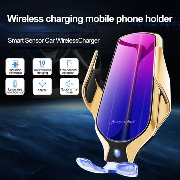 

smart sensor wireless автомобиля держатель с подзарядкой 10w простой быстрый мобильный телефон беспроводной автомобильные аксессуары charge