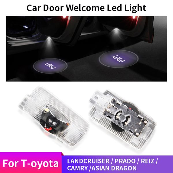 

2x car door welcome light led lamp laser ghost shadow projector logo light fit for t0yota avalon/land cruiser/prado reiz/camry