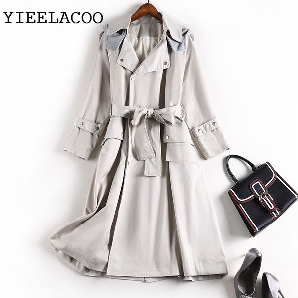 

large size windproof coat female 2020 spring/autumn women's coat casual vacation new style waist hugging loose middle long, Black;brown
