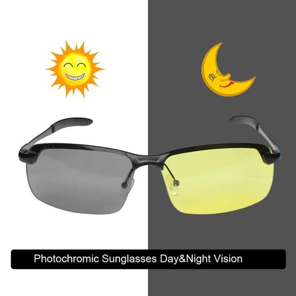 

intelligent pchromic polarized sunglasses men women day night vision driving sports chameleon discoloration sun glasses men, White;black