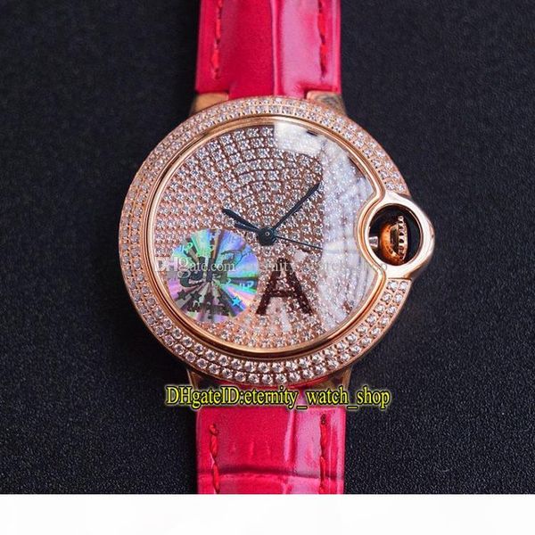 

jh version 33mm we902042 gypsophila diamonds dial automatic mechanical womens watch sapphire 316l steel case leather band lady watches, Slivery;brown