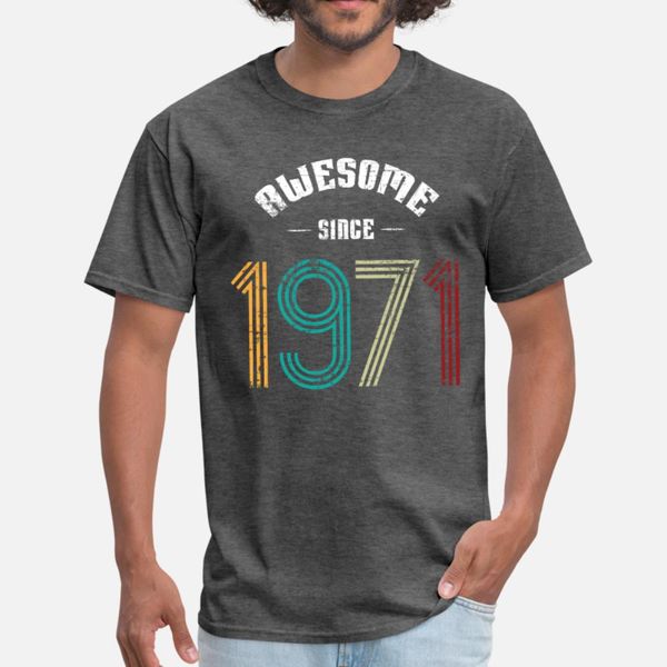 

awesome since 1971 vintage for women and men t shirt men designer 100% cotton plus size 3xl cool new style spring autumn slim shirt