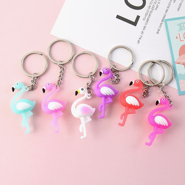 

cute flamingo keychain women key ring gift porte clef animal key chain, Silver