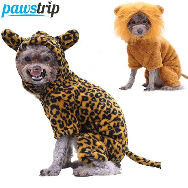 

pawstrip fleece dog jumpsuit pet dog halloween costume cartoon soft clothes winter puppy jumpsuit lion cosplay pet clothing