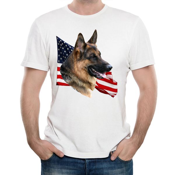 

new harajuku men t-shirt german shepherd dog with flag t-shirt funny dog design man summer hipster cool boy tees