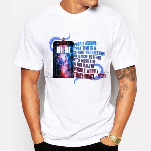 

2019 new fashion men's timey wimey design t shirt hipster cool short sleeve tees