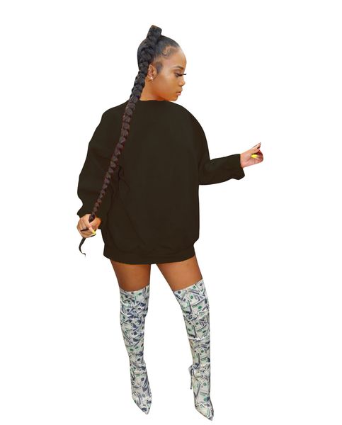 

womens solid hoodies dress long sleeve crew neck wide waisted casual dresses ladies spring autumn clothes, Black;gray