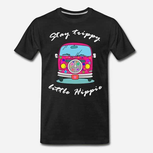 

stay trippy little hippie retro minibus van 1960s t shirt men character tee shirt o-neck formal fit basic spring normal shirt