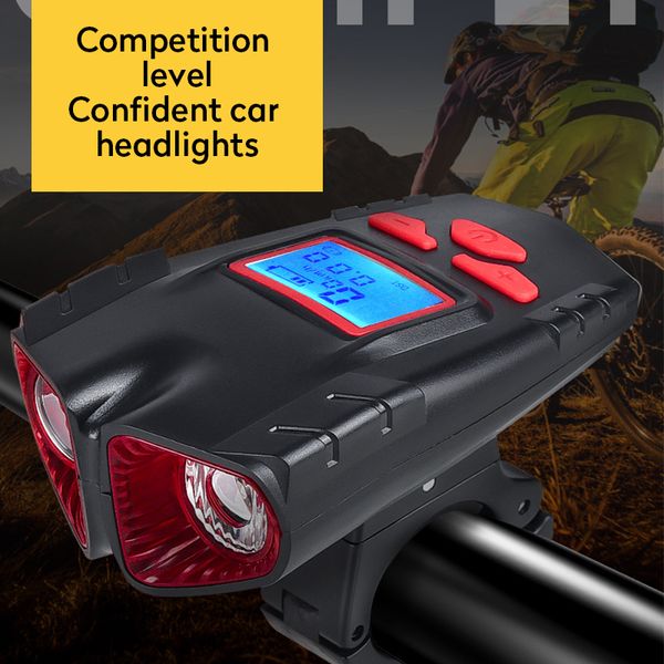 

bike lights 4 mode usb bicycle light lamp & computer 5 horn cycle speedometer led front cycling headlight