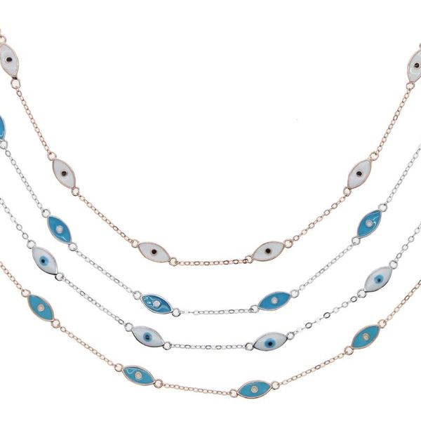 

нежный dainty сглаз минималистского ожерелье шарма сглаз ювелирных изделия ожерелье для girlfriend 925 ювелирных изделий стерлингового сереб, Silver