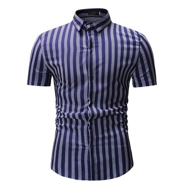 

men's casual shirts helisopus men vertical striped short sleeve shirt vintage causal slim fit summer, White;black