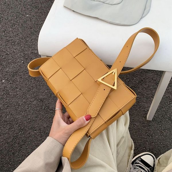 

2020 new weave flap bags square crossbody bag pu leather women's designer handbag travel shoulder messenger bag