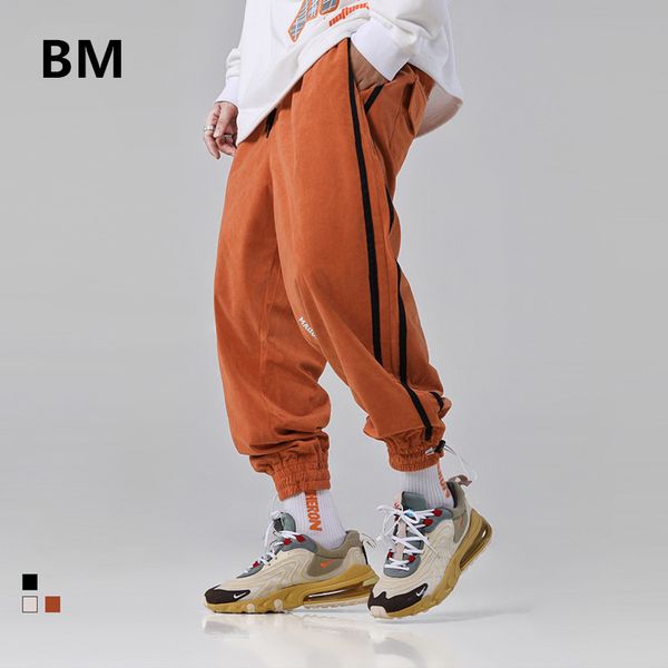 

men's pants 2021 fashionable hip hop striped sweatpants kpop clothes streetwear korean style sports running men joggers, Black