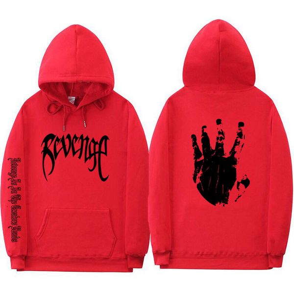 

xxxtentacion revenge hoodie men and women fashion long sleeve sweatshirt men hip hop street pullover autumn and winter thicken, Black