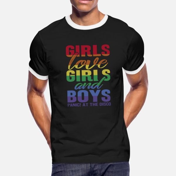 

girls love girls and boys panic disco gift t shirt men customized 100% cotton crew neck natural fitness breathable summer style shirt