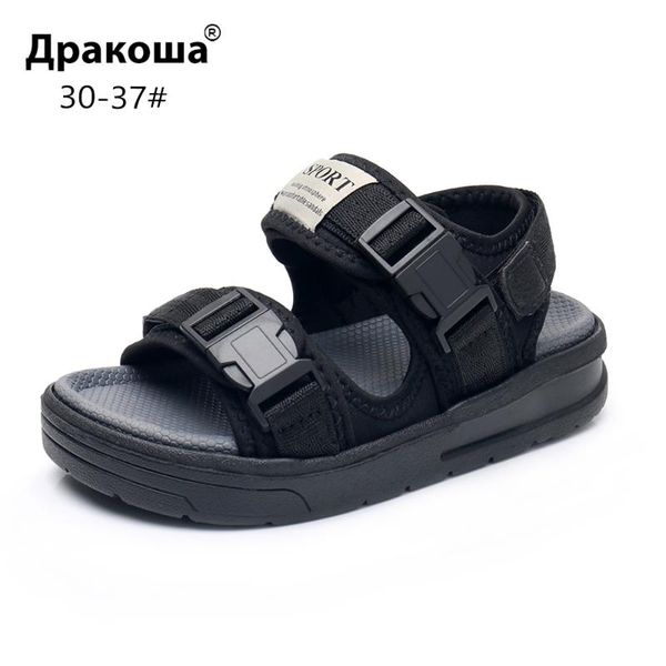 

apakowa boys open toe sandals little kids quick drying summer buckle shoes sport sandal for beach walking trekking black navy, Black;red
