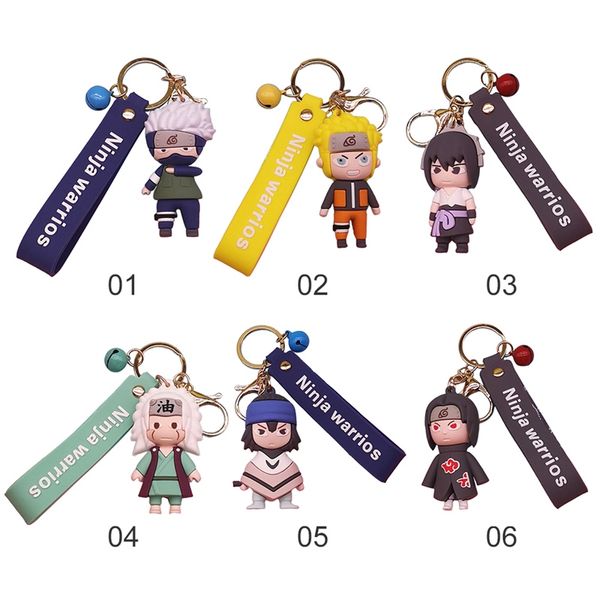 

cute fashion cartoon naruto keychain sasuke/itachi/kakashi silica gel key chain pendant anime accessories creative key ring, Silver