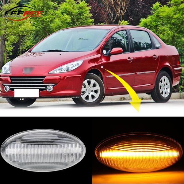 

leepee car turn signal light for 307 206 207 407 107 607 c1 c2 c3 led lamp auto dynamic side marker blinker