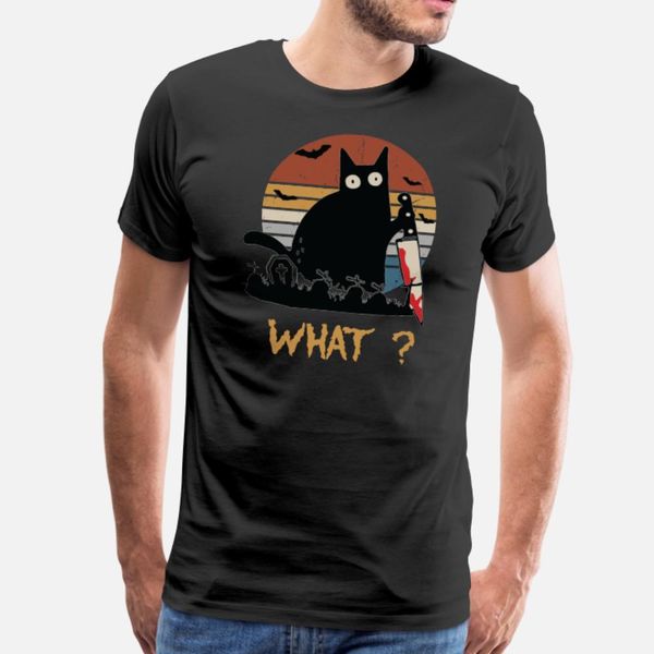 

cat what funny halloween murderous black cat t shirt men crazy short sleeve size s-3xl normal crazy basic spring autumn pictures shirt