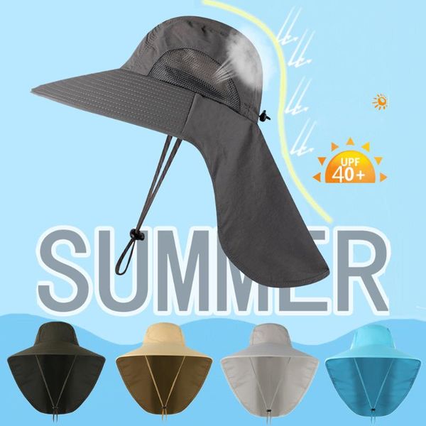 

sun hat uv protection cap summer outdoor fishing climbing sun hat with neck flap protection breathable hats for fishi, Blue;gray