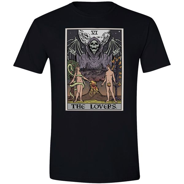 

gothic witch halloween tarot card shirt the lovers grim reaper goth plus size tee shirt