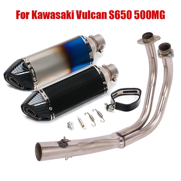 

for vulcan s650 500mg exhaust pipe muffler tips 51mm slip on front header tube connect link pipe motorcycle