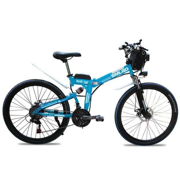 

mx300 new design 500w 48v 10ah/13ah electric bicycle 26 inch folding electric bike with carbon steel ebike, Silver;blue
