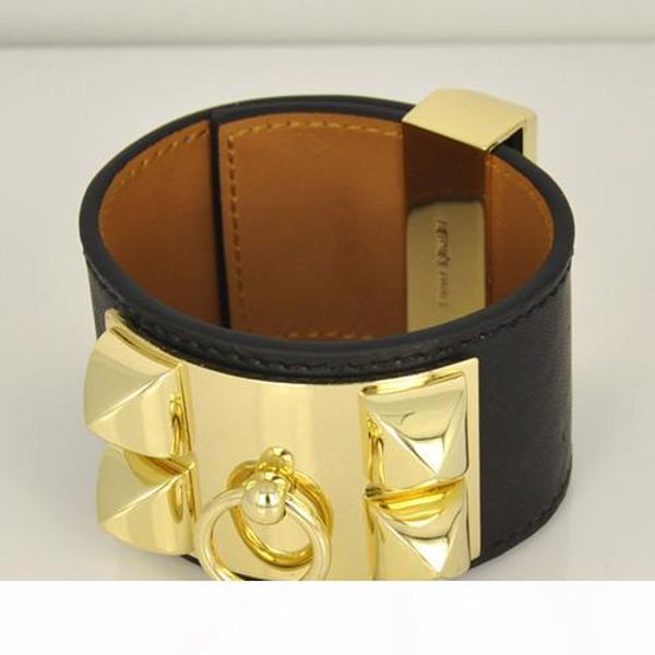 

cdc new design titanum steel bracelet with genuine leather in many colors women and man brand name jewelry gifts ps5375, Golden;silver