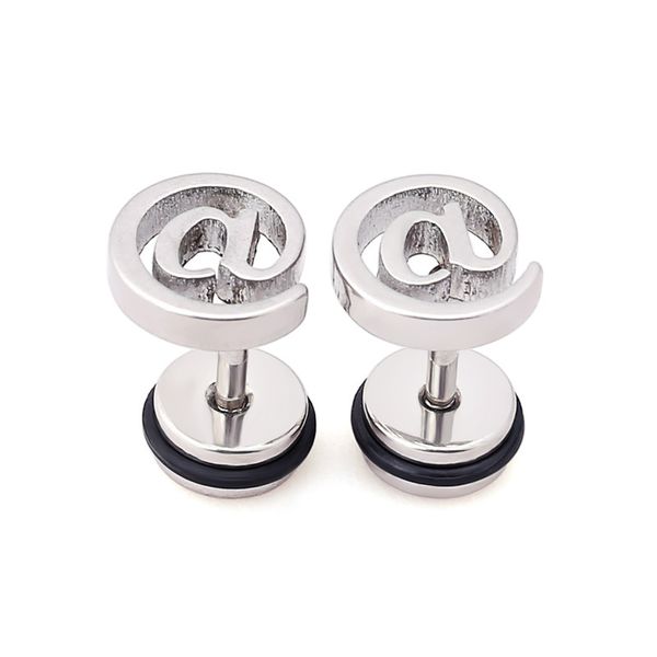 

symbol earring stud for men particular stud earring stainless steel ear piercing jewelry 1 pair, Golden;silver