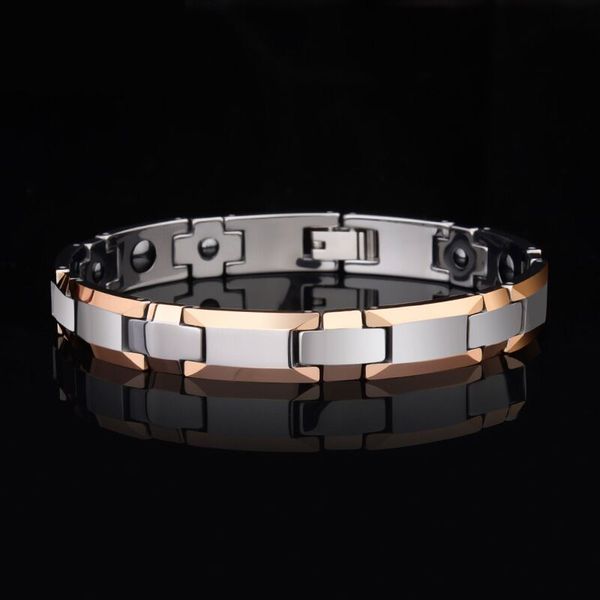 

link, chain luxury never scratch rose gold tungsten steel couple bike bracelet for women fashion health care mens magnetic bracelets men, Black