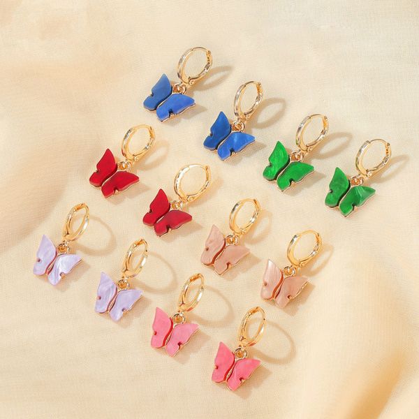 

серьги мода цвет акриловые бабочки stud новые женские серьги животных сладкий красочные серьги стержня девушки ювелирные подарки, Silver
