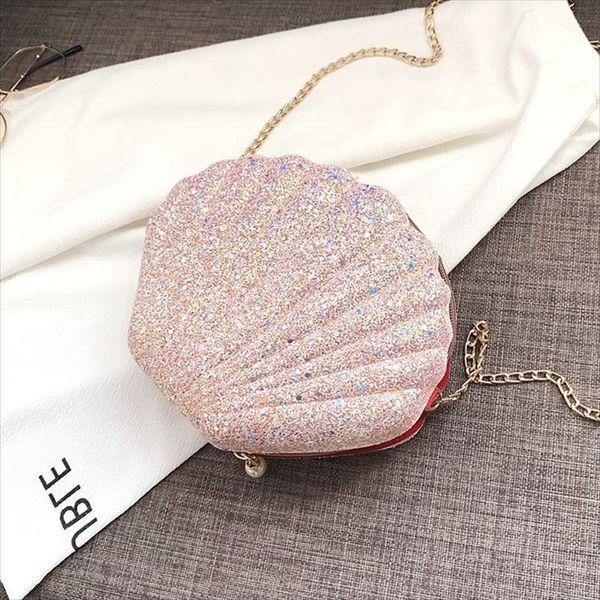 

sequin shell womens shoulder bags crossbody bag pearl zipper messager bag shiny lady summer purses small sac 2020 ins