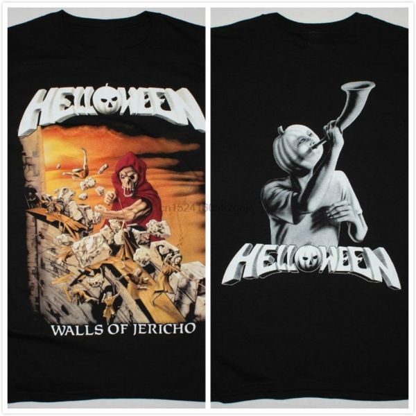 

helloween стены иерихона новая черная футболка мужская мода crew neck короткие рукава хлопок верхняя одежда одежда