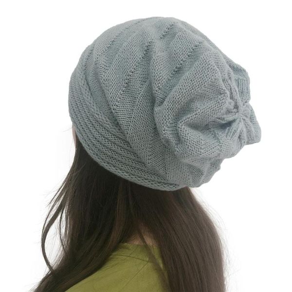 

women beanie women fashion outdoor solid splice hats hollow crochet knit holey beanie cap warm openwork wool knit cap 3, Blue;gray