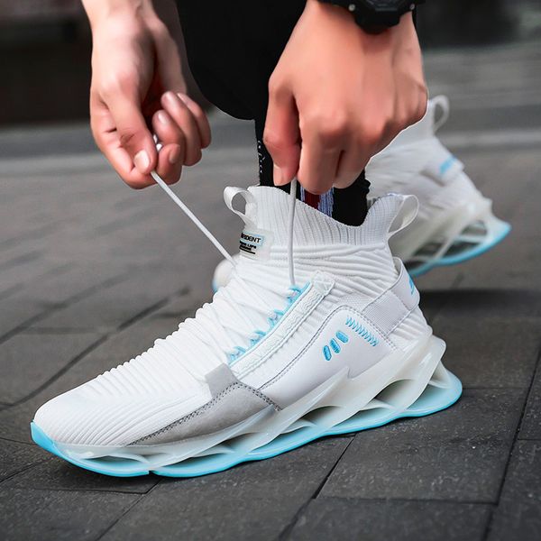 

men casual shoes high-comfortable casual sports trend shoes lace-up breathable rubber bottom mesh zapatillas de hombre, Black