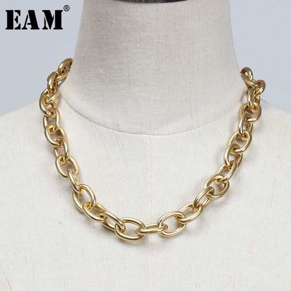 

eam] women vintage brief metal chain short cool necklace new temperament fashion tide all-match spring autumn 2020 1y505, Silver