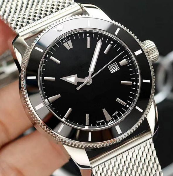 

2020 luxury superocean quartz chronograph automatic movement fashion silver mens watch men watches stainless stell wristwatches, Slivery;brown