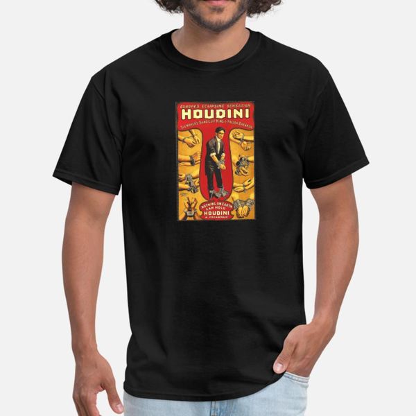 

houdini vintage theater poster color t shirt men printed short sleeve euro size s-3xl basic solid loose new fashion spring normal shirt