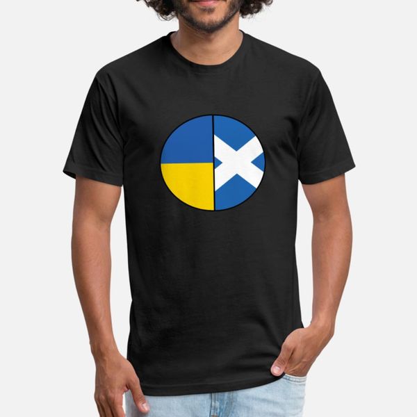 

scotland and ukraine flags mixed dna chart t shirt men printed cotton euro size s-3xl standard sunlight comfortable spring autumn cool