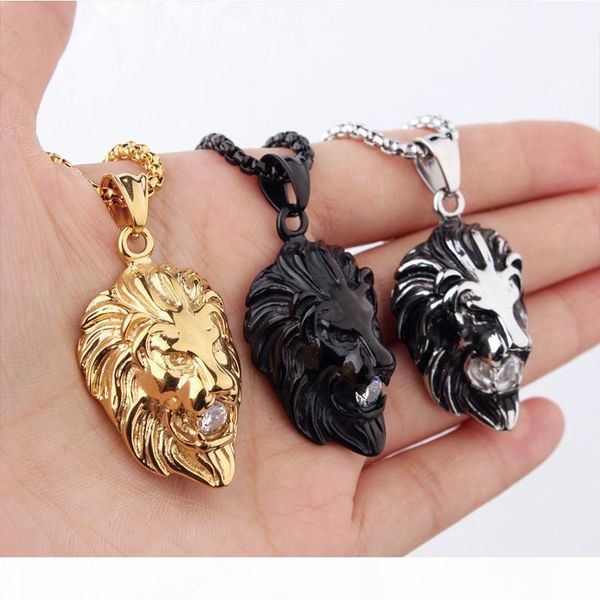 

mens lion head pendants necklace for men black silver gold 3colors chain necklace hip hop jewelry cool for men biker students street