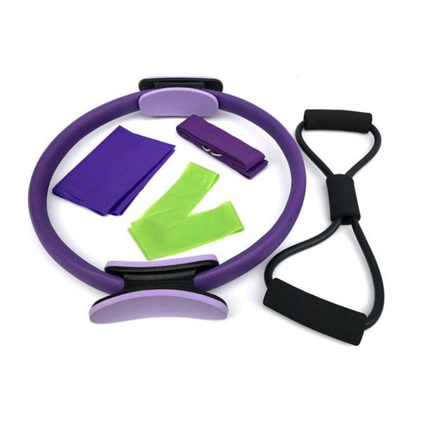 

new pilates circle five-piece fitness pilates training ring with tension device / stretch belt / latex towel tension ring